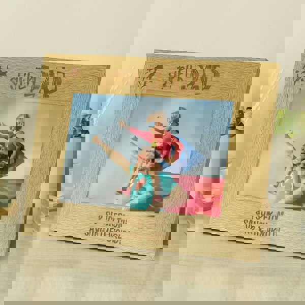 Personalised Memento Company Personalised Super Dad 6x4 Landscape Wooden Photo Frame