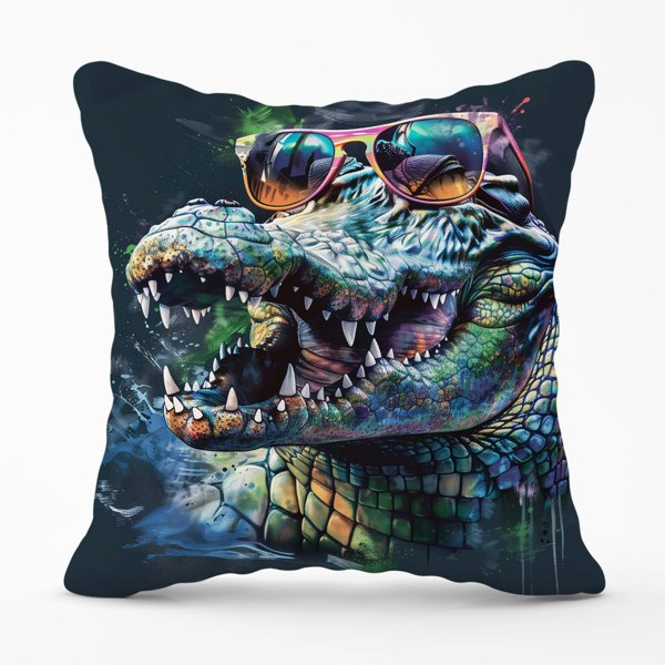 Warren Reed Crocodile In Glasses Splashart Cushions