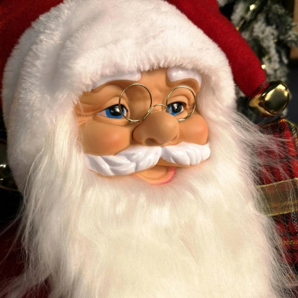 Samuel Alexander 1.1m Red Standing Santa Claus Indoor Decoration with Present and Green Sack