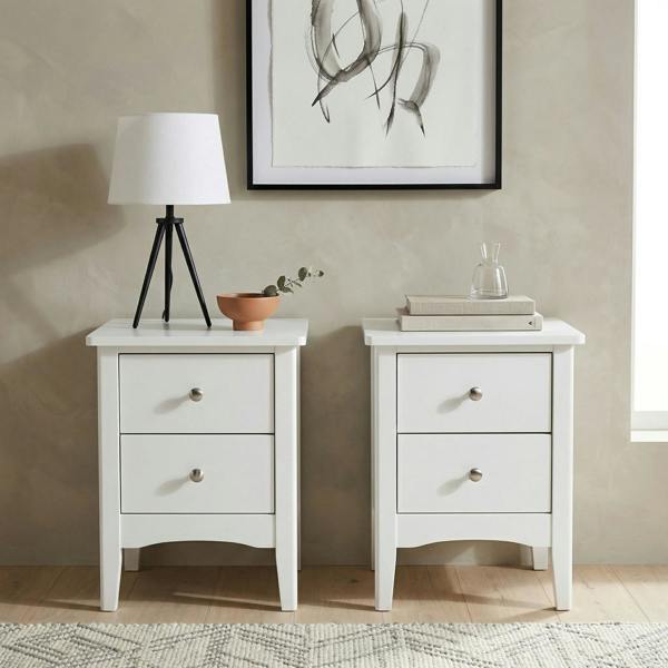Core Products Set of 2 Como White Shaker 2-Drawer Bedside Cabinets