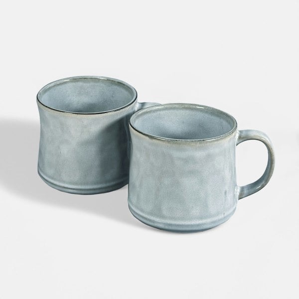 Scandi Home Set of 2 600ml Terra Fusion Grey Reactive Glaze Ceramic Mugs