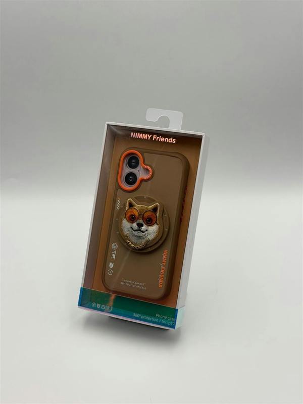 Nimmy Friends Nimmy Glasses Cool Dog Face Case with Detachable MagSafe Grip Stand for iPhone 17 6.3" Brown Orange - N-YJKM-CXZJ-IP17-012