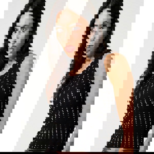 Pink Vanilla Diamante Ribbed Vest