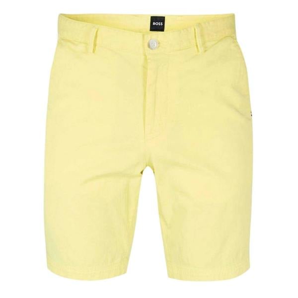 Boss Mens Slice Cotton Solid Shorts - Bright Yellow - 