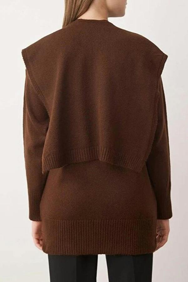 WOVCOR Shawl Collar Detail Knit Sweater