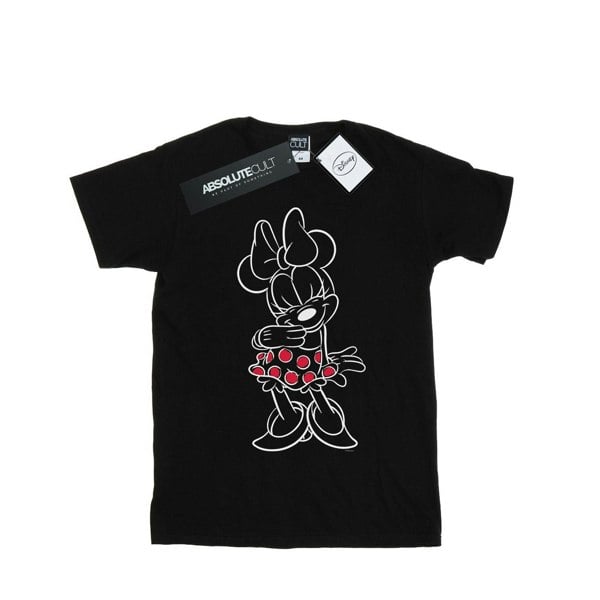 Disney Womens/Ladies Minnie Mouse Outline Polka Dot Cotton Boyfriend T-Shirt - Black