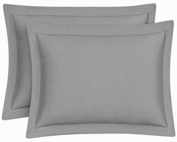 Night Zone 200 Thread Count Egyptian Cotton Pillowcases Pair – Hotel Quality Bed Linen - Grey - Oxford Pillow Cases