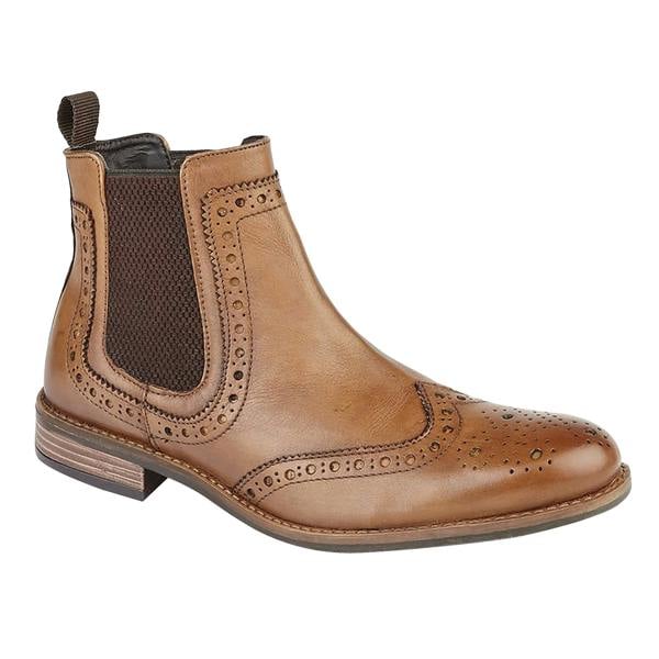 Roamers Mens High Brogue Chelsea Boot - Tan