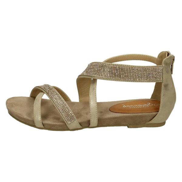 Savannah Ladies Savannah Low Wedge Diamante X Strap Sandals