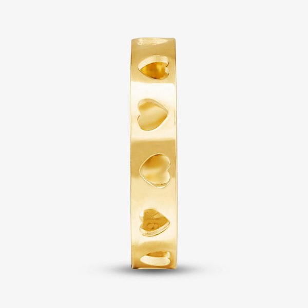 T. H. Baker 9ct Yellow Gold Cut Out Hearts Band Ring S1791Y