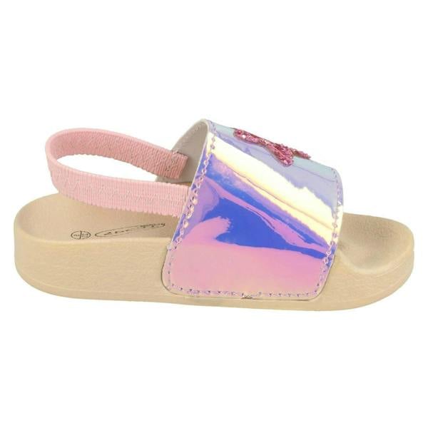 Spot On Girls Spot On Slingback Sliders With Glitter Star Design H0310