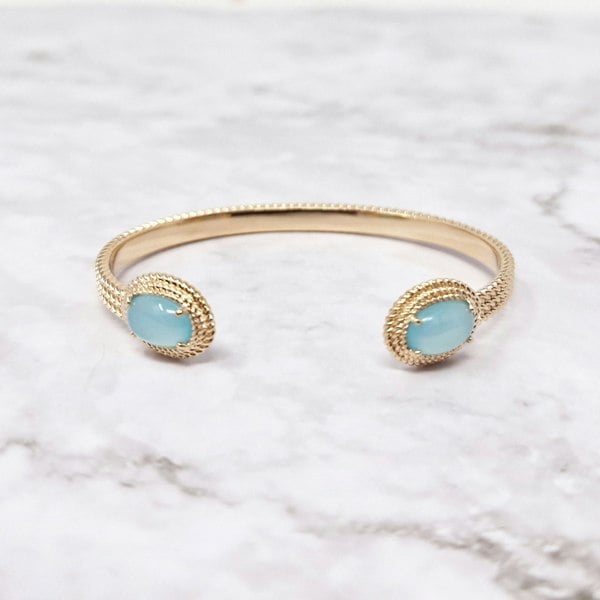 18ct Gold Vermeil Plated Blue Agate Bangle