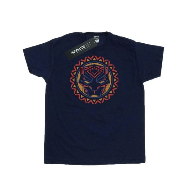 Marvel Mens Black Panther Tribal Panther Icon T-Shirt - Navy Blue