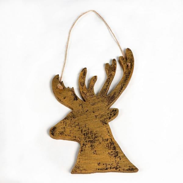 26cm Golden Wooden Hanging Deer Christmas Wall Decoration for Home, Office and Seasonal Displays image 8
