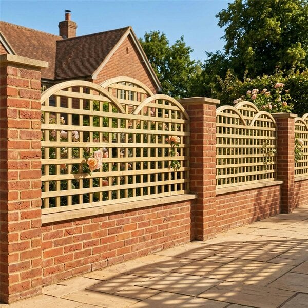 Premier Garden Supplies Privacy Triple Dome Top Fence Panel Topper 6ft x 1-5ft Garden Trellis Decorative Cloud Top Lattice Pergola Balcony Patio - Wood - 3, 4 or 5 - 4 Pack Height: 2ft x Width: 6ft (182.8cm) x 4 Pack