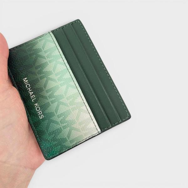 Michael Kors Logo Tall Card Case Cooper Moss Green Multi
