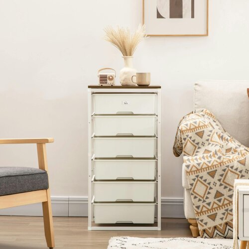 Wyld Haus Kedina Metal And Wood White Tall 6 Drawer Storage Chest With Steel Frame