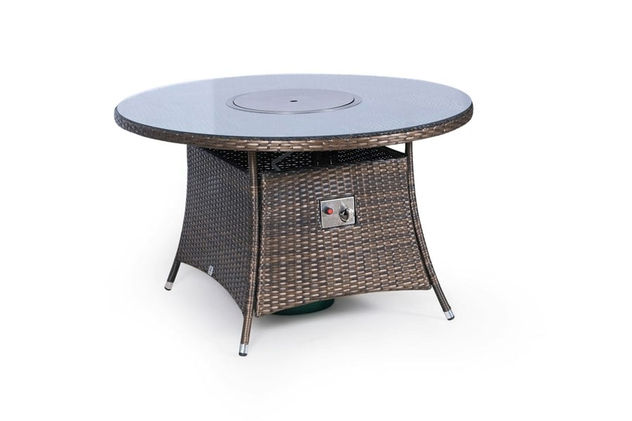 Giardino Savannah Fire Pit 4 Seater Round Rattan Dining Set