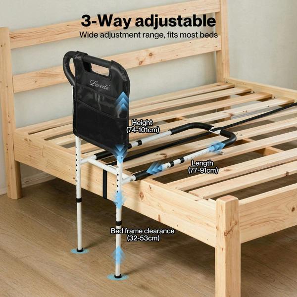Levede Safety Bed Rails Adjustable for Elderly Adult Seniors Assit Mobility Aid