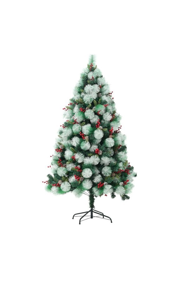 Living and Home Artificial Green Flocked Full Christmas Tree with Stand 1.8m