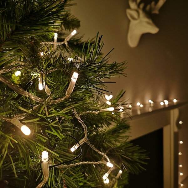 Samuel Alexander 200 LED 16m Premier Christmas Outdoor 8 Function Lights Clear Wire in Warm White