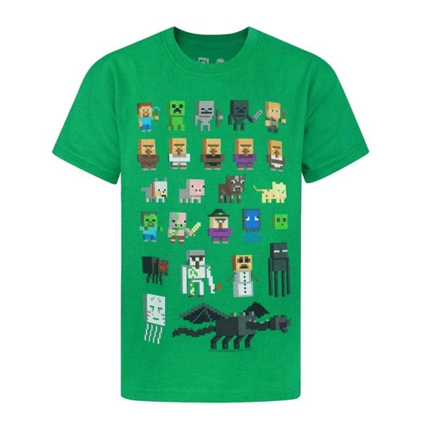 Minecraft Official Boys Sprites Characters T-Shirt - Green