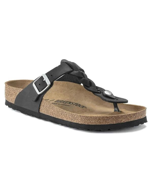 Birkenstock Gizeh Braided Natural Oiled Leather Womens Sandals - Black - CHO - Designer Womens Sandals