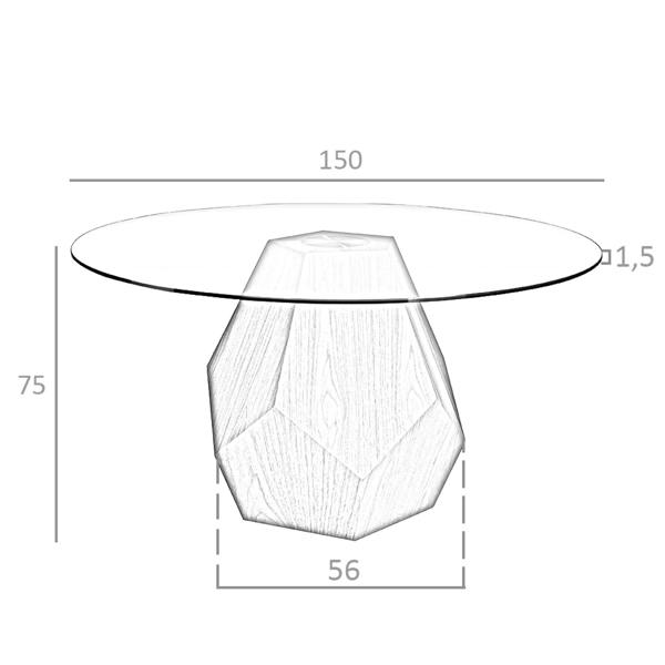 Angel Cerdá Round tempered glass and walnut dining table 1093