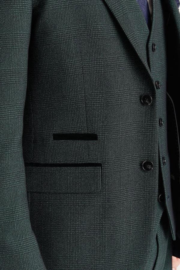 Infinity Leather Men's Green Suit Blazer Prince Of Wales Formal Blazer