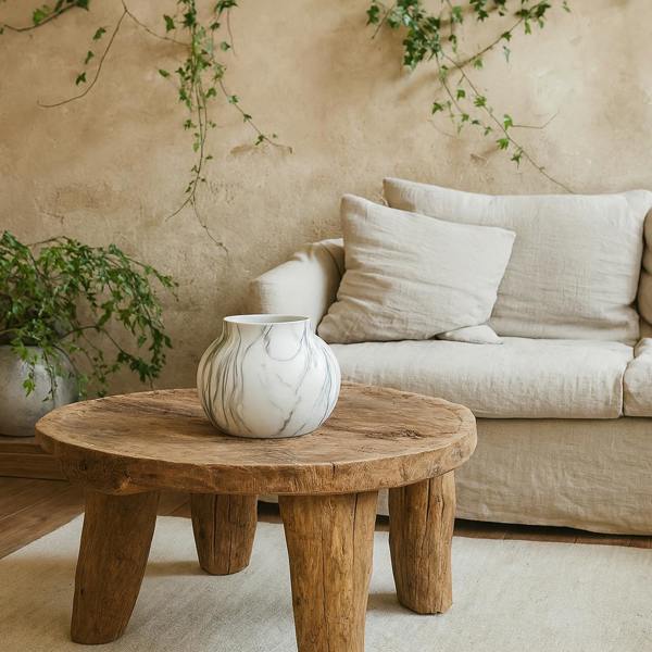 Wyld Haus White Marble Effect Ceramic Planter