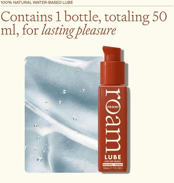 Roam Front Lube for Intimate Comfort - 100% Natural & Vegan Water Based - 50ml