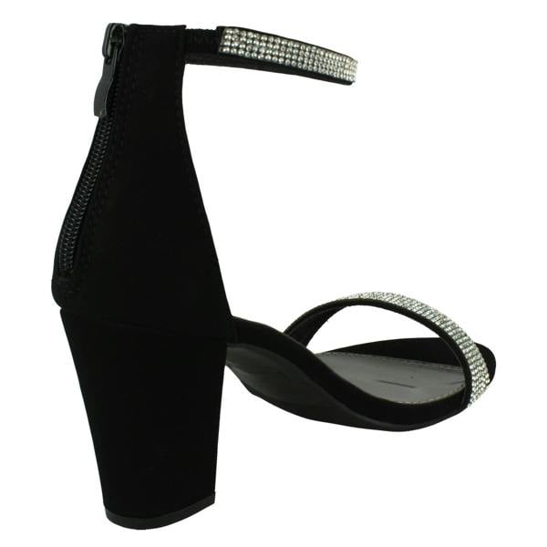 Anne Michelle Ladies Anne Michelle Wide Fit Block Heel Diamante Mule Sandal F12052