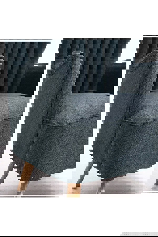 Living and Home Grey Brushed Fabric Stripe Curved Backrest Armchair with Footstool & Cushion