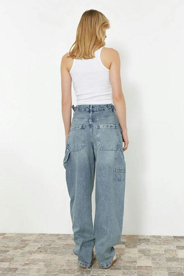 WOVCOR High Waist Carpenter Loose Baggy Jeans