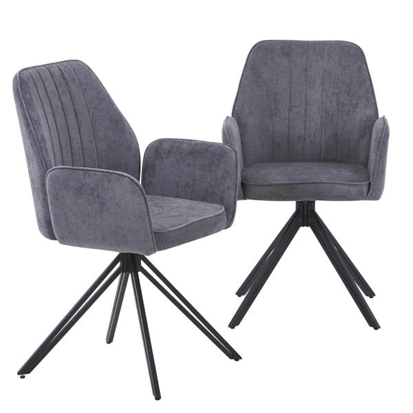 Core Products Pair of Aspen Grey Swivel Dining Armchairs with Premium Upholstery