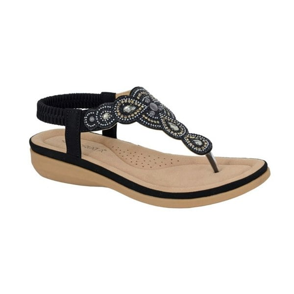 Cipriata Womens/Ladies Mazzina Jewelled Toe Post Sandals - Black