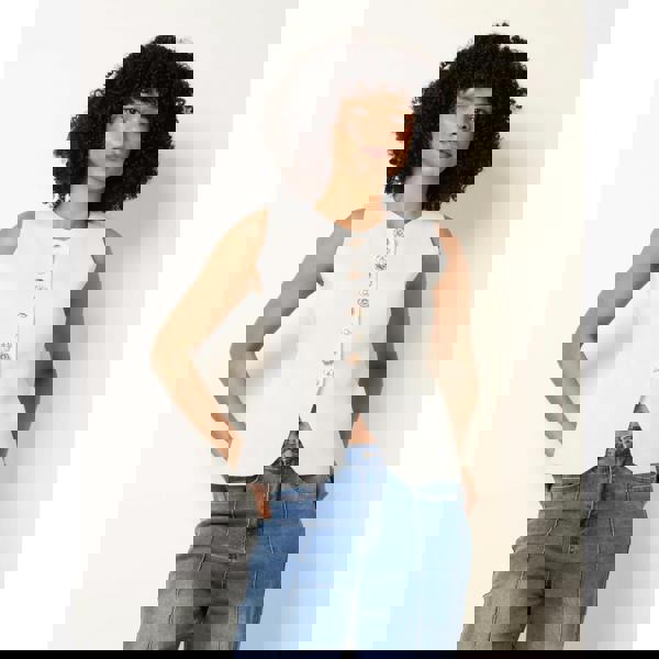 Blue Vanilla Sleeveless Ribbed Button-Front Vest