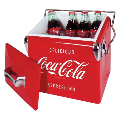 Coca-Cola 13L Portable Cool Box – Ice Chest for Camping, Road Trips & Beach Outings (Red)
