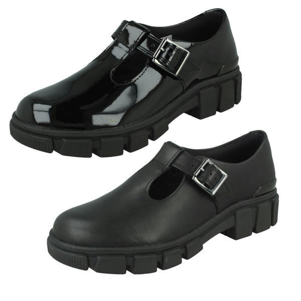 Clarks Girls Clarks Chunky Sole T-Bar School Shoes Evyn Bar Y