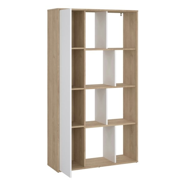 Furniture To Go Maze Bookcase with 1 Door in Jackson Hickory and White High Gloss