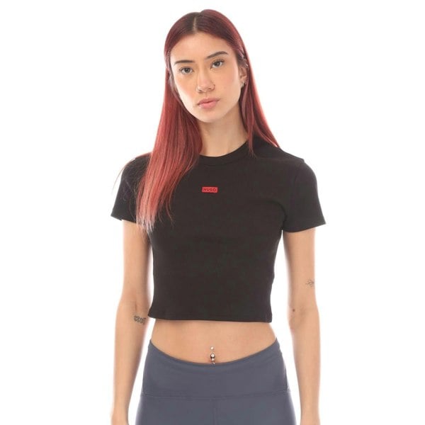 Hugo Womens Delusia Cropped T-Shirt - Black