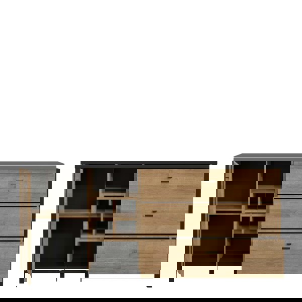 Furniture To Go High Rock (Large) Sideboard in Matt Black/Riviera Oak