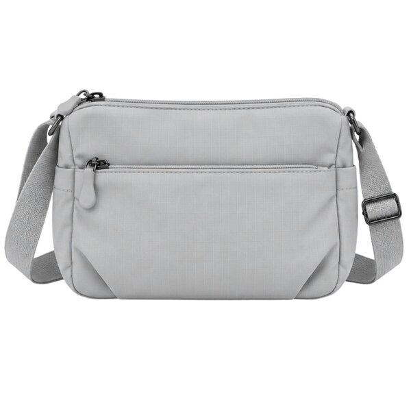 Lorenz Ladies Lightweight Multi Pocket Adjustable Crossbody Shoulder Bag - Grey