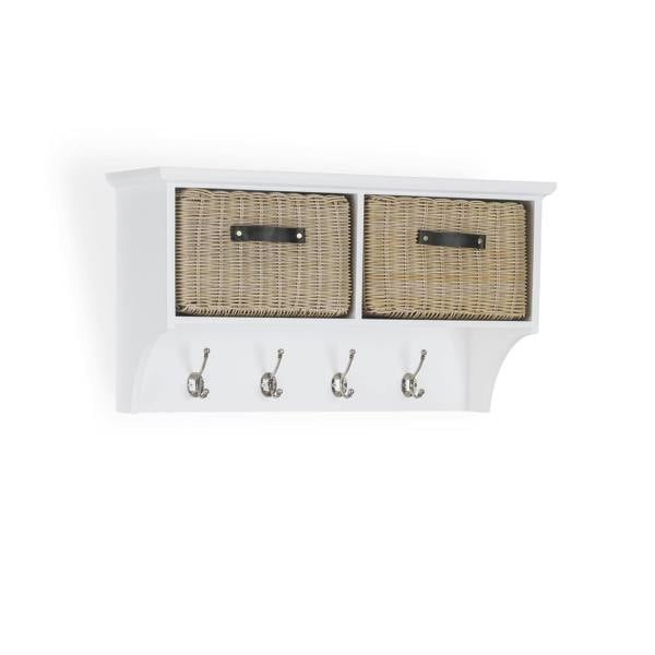 Statement Furniture Tetbury Wall Coat Rack with 2 Strong Storage Baskets. Assembled Hallway Storage Shelf