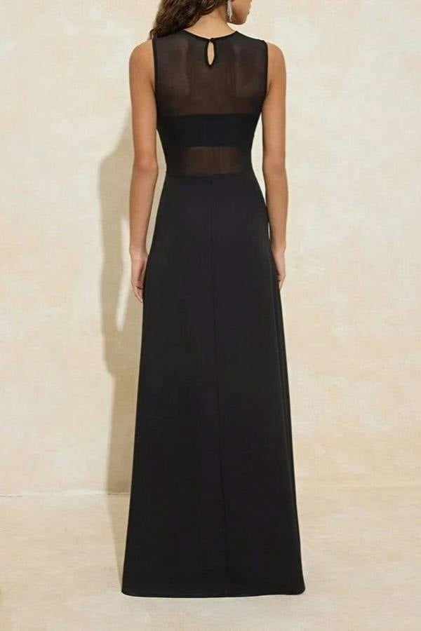 WOVCOR Maxi Evening Dress with Transparent Details