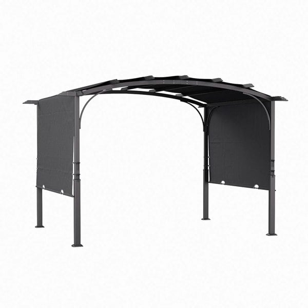 Exquisite Summer Dark Grey Curved Outdoor Gazebo Living and Home