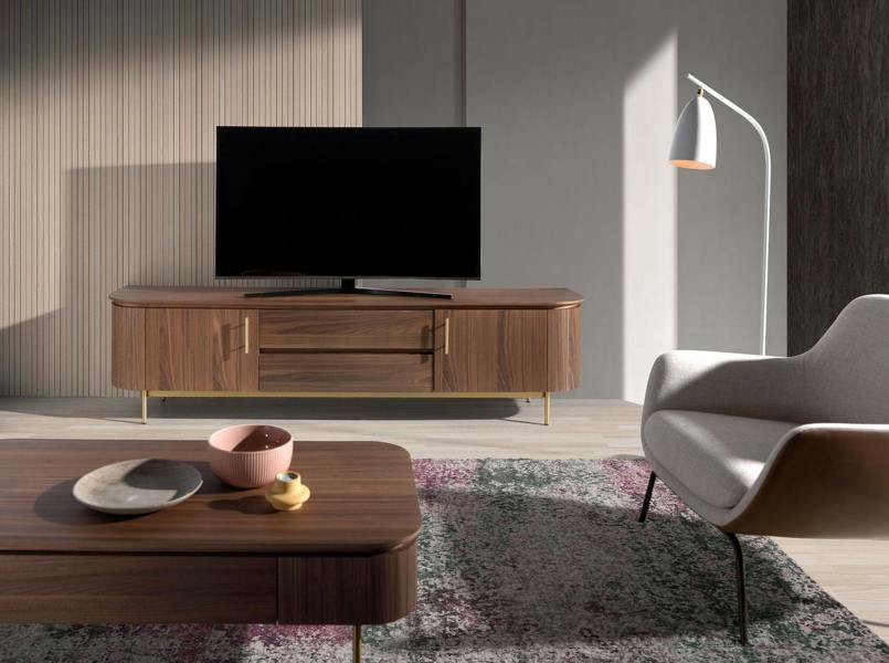 Angel Cerdá TV Stand Walnut and Golden Polished Steel 3227