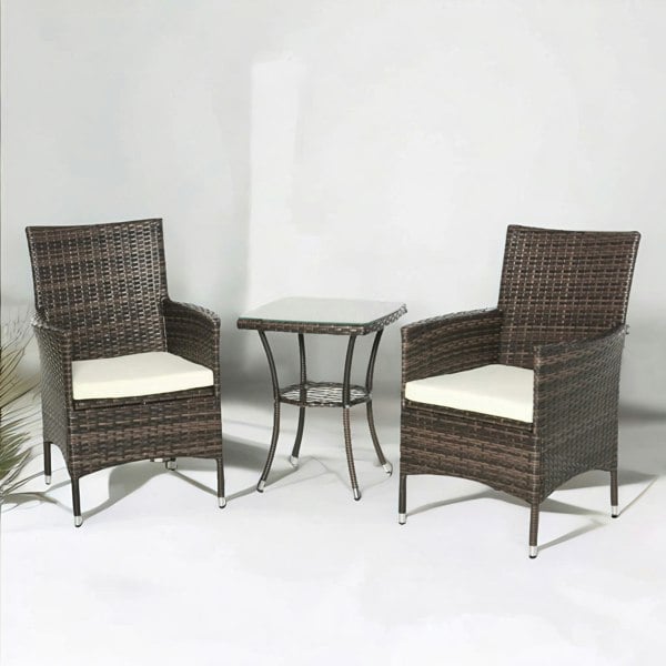 Rafaelo Mobilia Set of 3 Rattan Garden Conversation Furniture Set