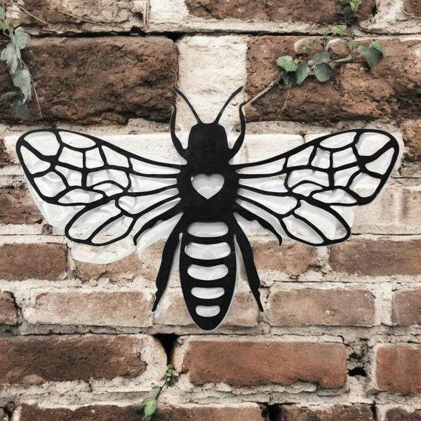 EDH Door Hardware Black Metal Honey Bee Silhouette Wall Art – 24 x 38 CM | Decorative Bee Wall Hanging for Indoor & Outdoor