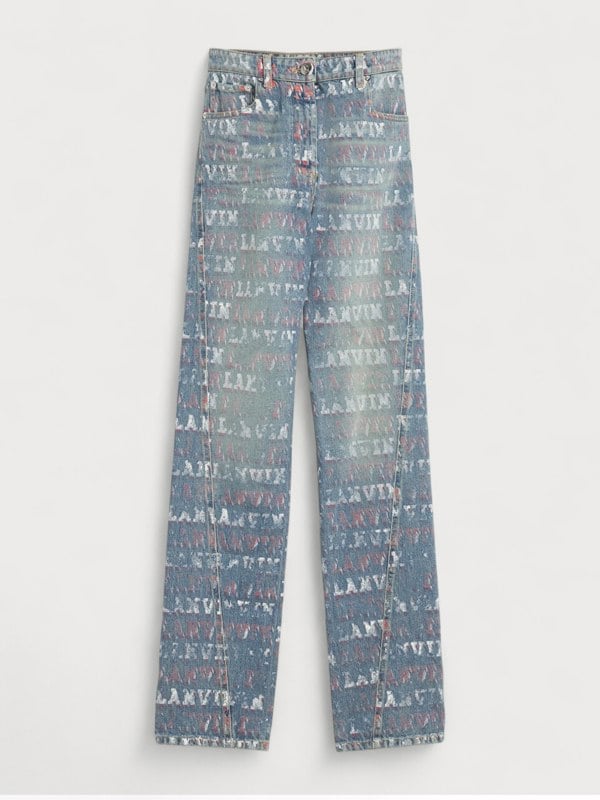 Lanvin X Future Straight Fit Printed Pants For Men Blue